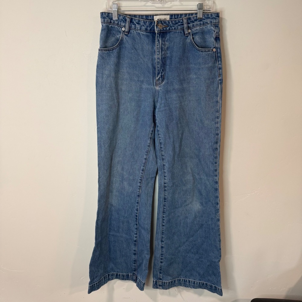 Rolla's Womens Eastcoast Flare Jeans 30 Blue Wide Leg High Rise Cotton Denim